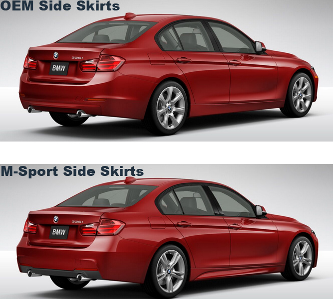 BMW F30 3-Series M-Sport Replacement Side Skirts at ModBargains.com Comparison BMW F30 3-Series M-Sport Replacement Side Skirts at ModBargains.com Comparison