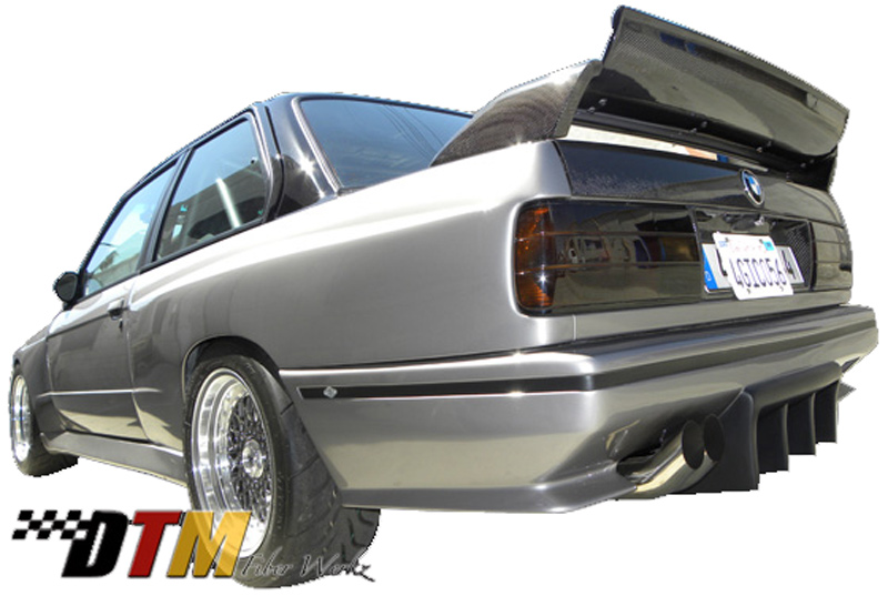 DTM Fiber Werkz BMW E30 GTR Rear Bumper Mounted View 2 DTM