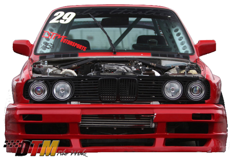 DTM Fiber Werkz BMW E30 RG GTS Style Front Bumper Mounted 2 DTM Fiber Werkz BMW E30 RG GTS Style Front Bumper Mounted 2