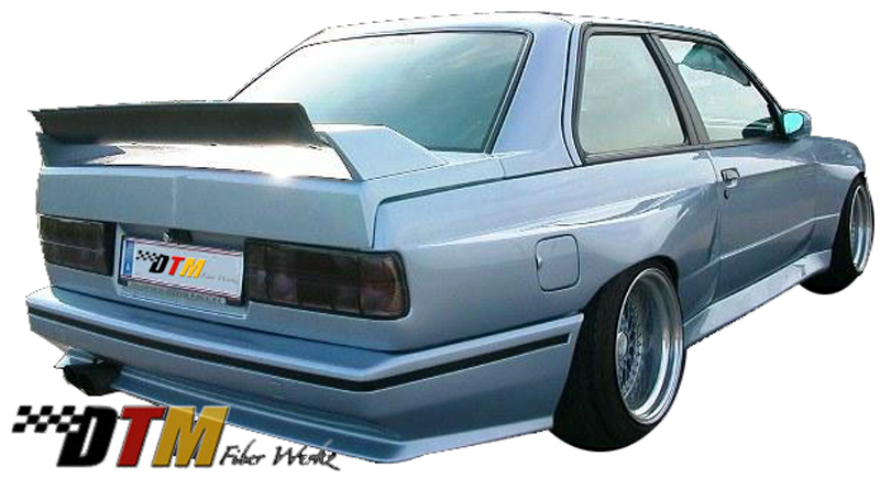 DTM Fiber Werkz BMW E30 RG GTS Style Rear Bumper Mounted 1 DTM Fiber Werkz BMW E30 RG GTS Style Rear Bumper Mounted 1