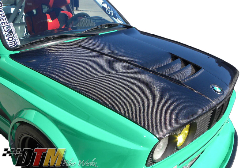 DTM Fiber Werkz BMW E30 M1 Style Vented Hood View 1 DTM Fiber Werkz BMW E30 M1 Style Vented Hood View 1