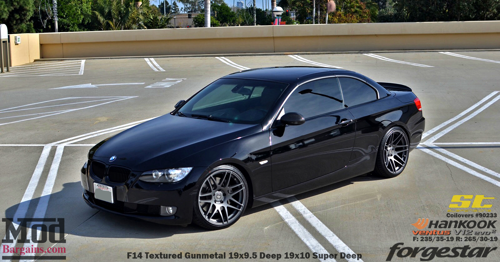 Black BMW E93 Cabrio on ST Coilovers with Forgestar F14 Wheels 19x9.5 19x10 in Textured Gunmetal Black BMW E93 Cabrio on ST Coilovers with Forgestar F14 Wheels 19x9.5 19x10 in Textured Gunmetal