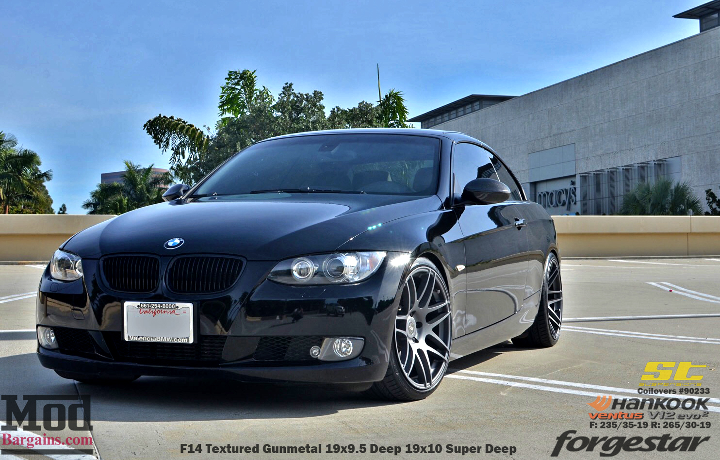 Black BMW E93 Cabrio on ST Coilovers with Forgestar F14 Wheels 19x9.5 19x10 in Textured Gunmetal Black BMW E93 Cabrio on ST Coilovers with Forgestar F14 Wheels 19x9.5 19x10 in Textured Gunmetal