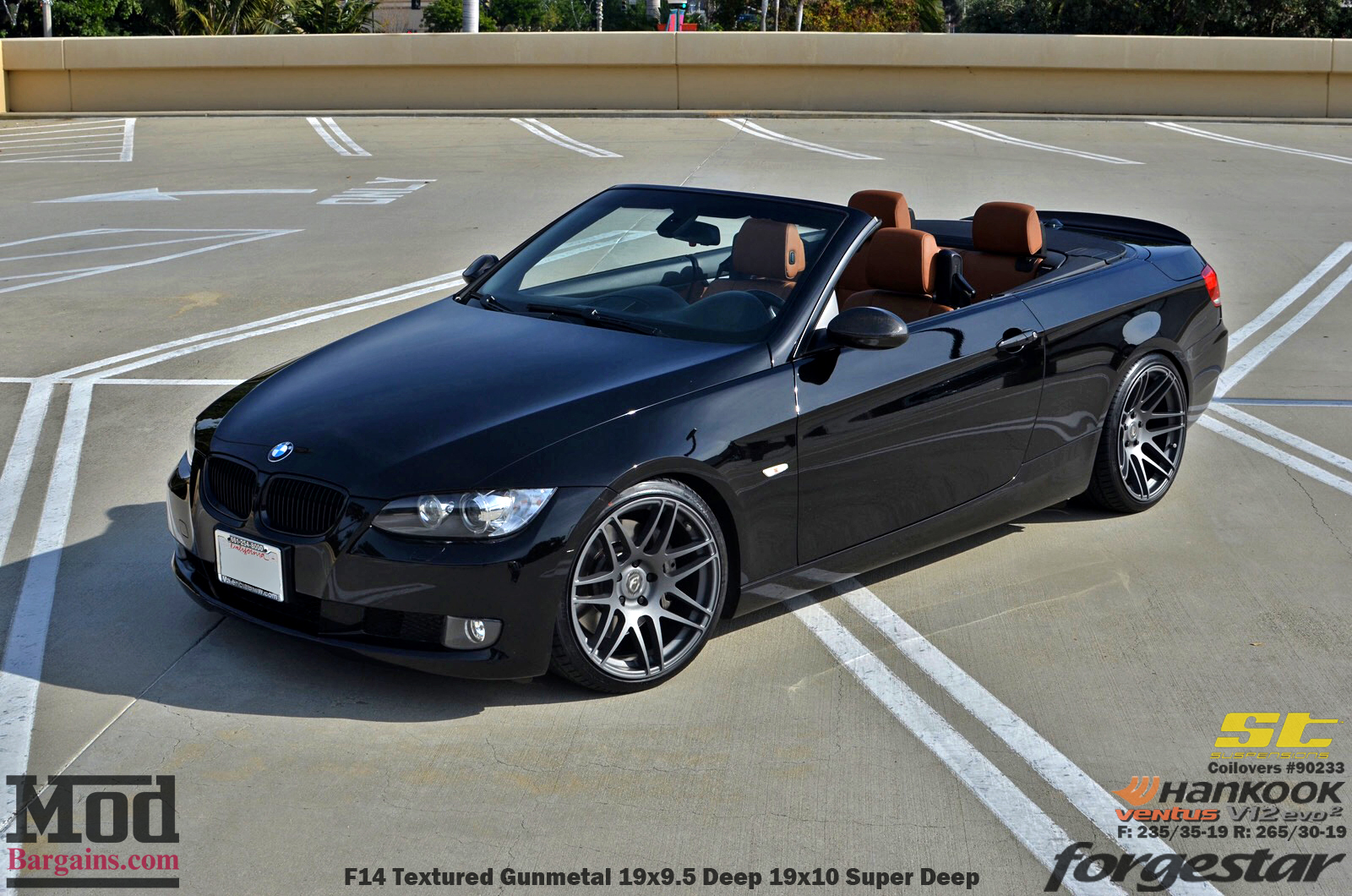 Black BMW E93 Cabrio on ST Coilovers with Forgestar F14 Wheels 19x9.5 19x10 in Textured Gunmetal Black BMW E93 Cabrio on ST Coilovers with Forgestar F14 Wheels 19x9.5 19x10 in Textured Gunmetal