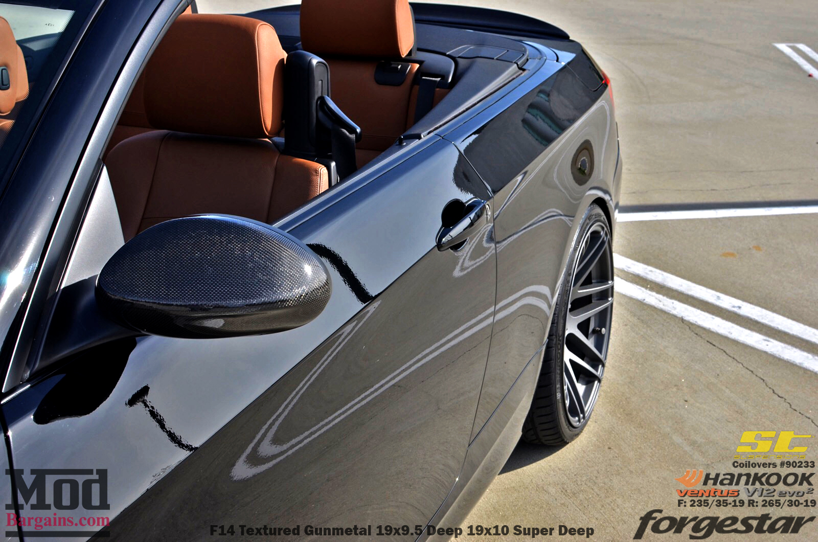Black BMW E93 Cabrio on ST Coilovers with Forgestar F14 Wheels 19x9.5 19x10 in Textured Gunmetal Black BMW E93 Cabrio on ST Coilovers with Forgestar F14 Wheels 19x9.5 19x10 in Textured Gunmetal