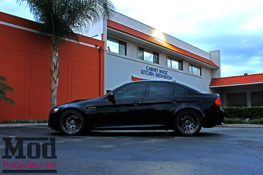 Forgestar F14 Wheels for BMW 19x10 ET20 F/R Semi-Gloss Gunmetal Super Deep Concave IN STOCK on BMW E90 M3 Competition Package with Eibach Pro Kit Springs