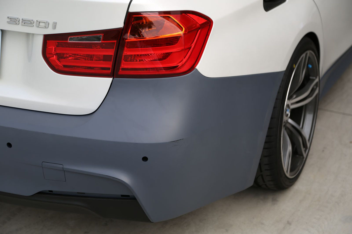 BMW F30 3-Series M-Sport Rear Bumper Bare Installed 2 BMW F30 3-Series M-Sport Rear Bumper Bare Installed 2