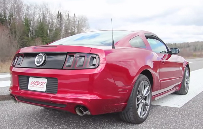 MBRP Cat-Back Exhaust for 2011-14 Ford Mustang GT 3in Tube w 4in Angled Tips Installed