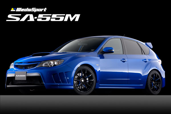 WedsSport SA55M Wheels Black Blue Machining Subaru WRX Hatch Front WedsSport SA55M Wheels Black Blue Machining Subaru WRX Hatch Front