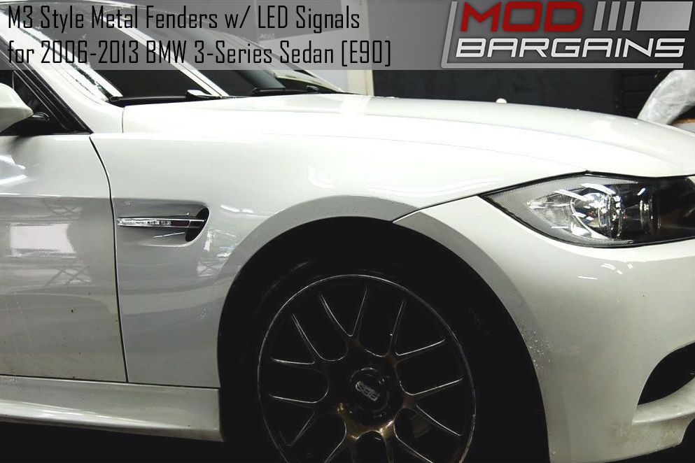 M3 Style Metal Fenders w/ LED Signals for 20062013 BMW 3Series Sedan