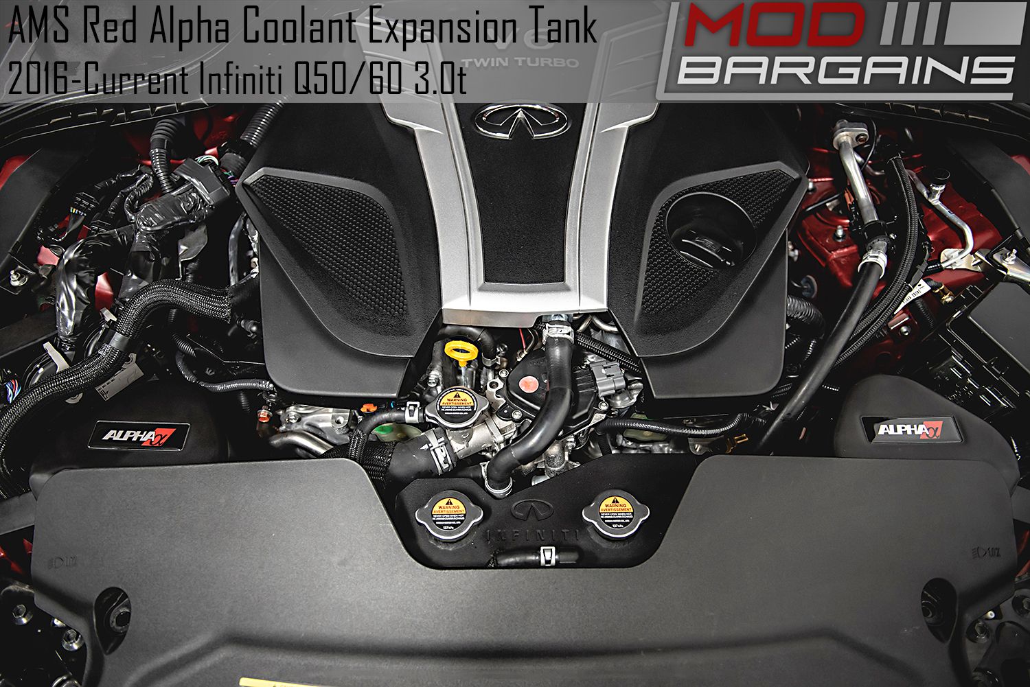 AMS Red Alpha Coolant Expansion Tank 2016+ Infiniti Q50/Q60 3.0t