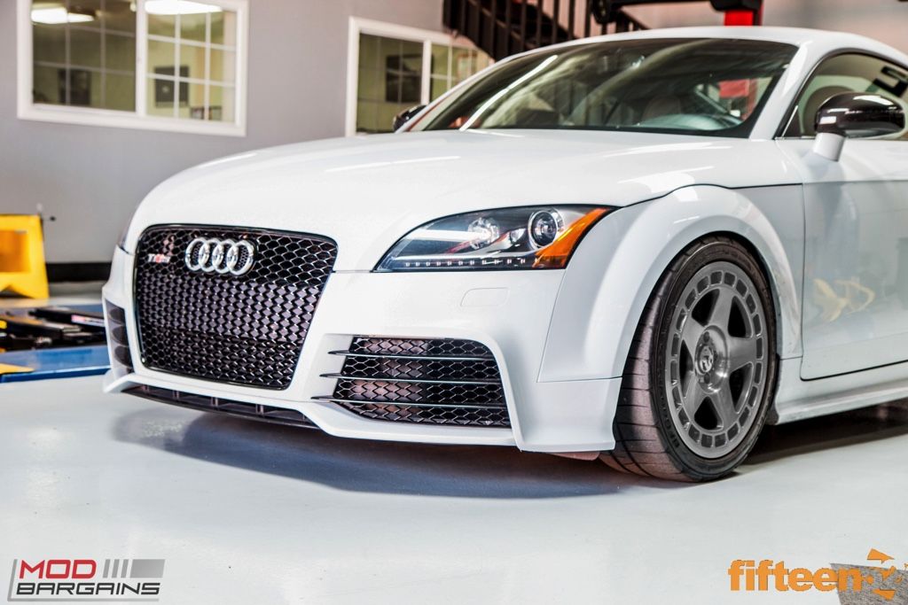 White Audi TT RS with fifteen52 turbomac wheels