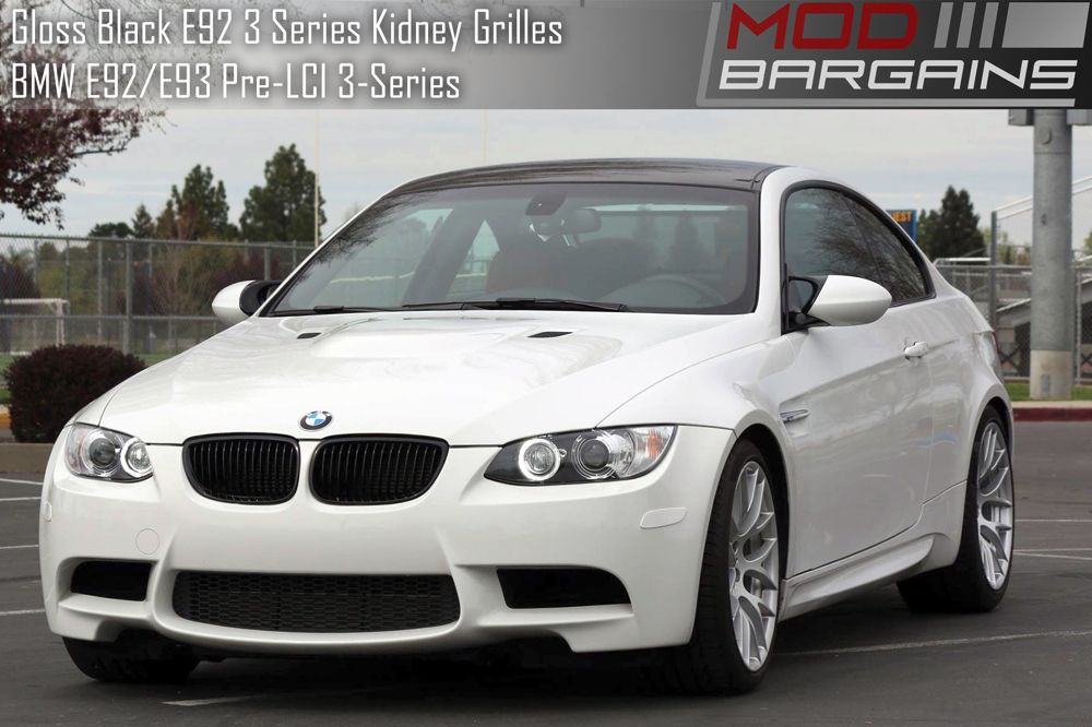 Gloss Black Kidney Grilles For E92 BMW 3 Series Installed